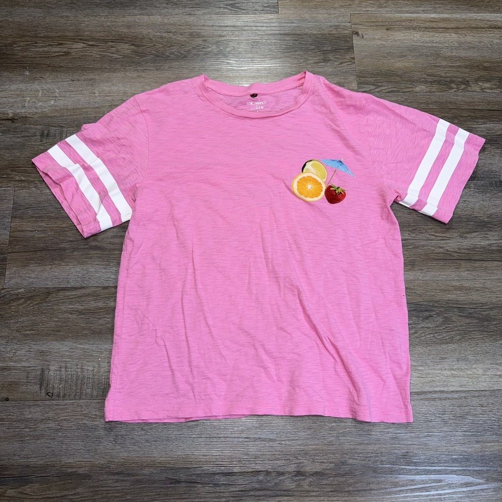 Edie Parker x J.Crew "Weekend Special" Fruit Cocktail Pink Shirt Womens Small